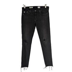 AG Adriano Goldschmied The Legging Ankle Washed Black Destroyed Jeans
